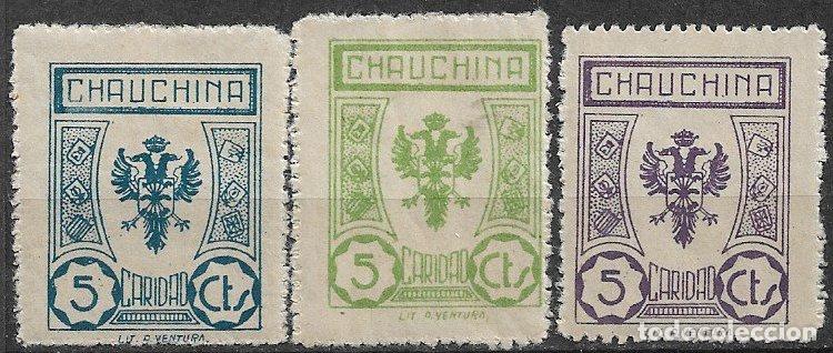 Sellos: SELLOS LOCALES, Guerra Civil, GRANADA, Chauchina, FESOFI n&ordm; 9 a 11 *