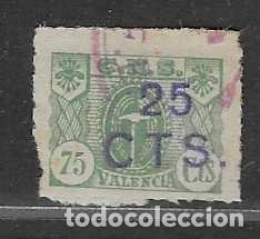 Sellos: VALENCIA- 25 CTS, SOBRE 75 CTS- CENTRAL NACIONAL SINDICALISTA- VER FOTOS