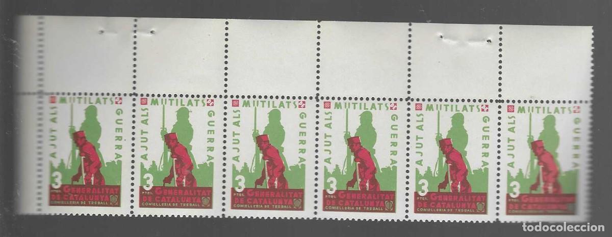 Sellos: VI&Ntilde;ETAS- 3 PTAS- AJUT ALS MUTILATS DE GUERRA,- BLOQUE CABECERA DE 6 SELLO- VER FOTOS