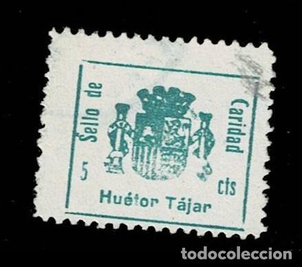 Sellos: Guerra Civil HUETOR TAJAR Sello de CARIDAD Fesofi n&ordm; 16 Color VERDE Usado VER