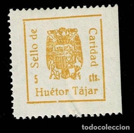 Sellos: GUERRA CIVIL. HU&Eacute;TOR-TAJ&Aacute;R. Sello de CARIDAD Fesofi n&ordm; 20. Color MARILLO Con fijasellos VER