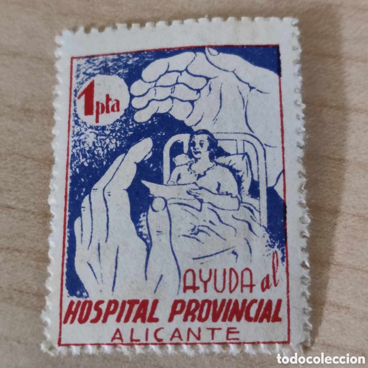Sellos: 1a3 RARO Alicante Ayuda al Hospital Provincial 1 pta Allepuz 54 color muy blanco