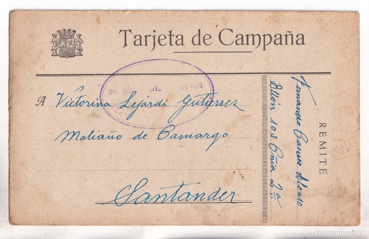 Sellos: vendida. TARJETA DE CAMPA&Ntilde;A. SOLDADO REPUBLICANO MARCA EJ&Eacute;RCITO DEL NORTE. 1937. A MALIA&Ntilde;O CANTABRIA