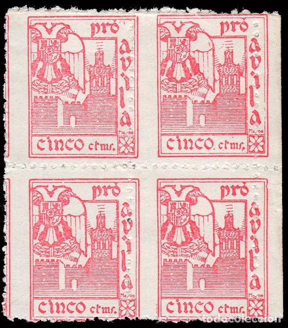 Sellos: &Aacute;vila - Guerra Civil - Em. Local Nacional - Allepuz ** 6 Bl. 4 -Variedad dentado vertical desplazado