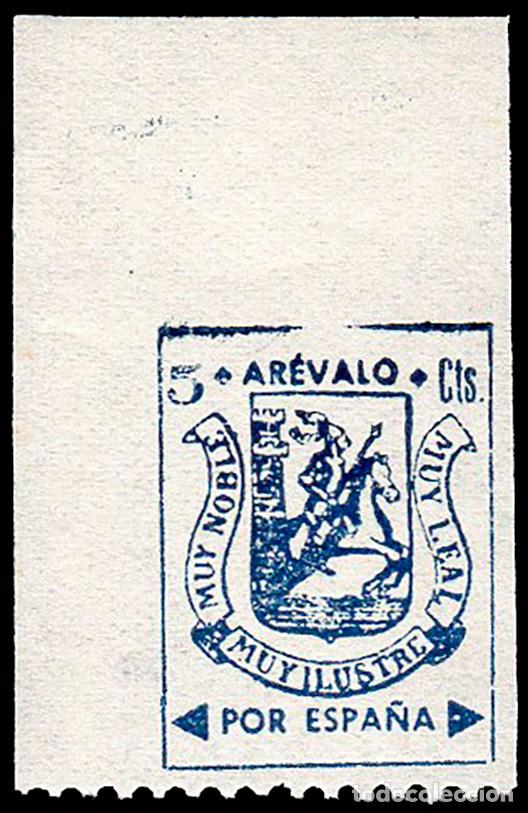 Sellos: &Aacute;vila - Guerra Civil - Em. Local Nacional - Ar&eacute;valo - Allepuz ** 1 - Variedad sello dentado inferior