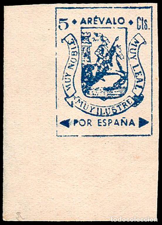 Sellos: &Aacute;vila - Guerra Civil - Em. Local Nacional - Ar&eacute;valo - Allepuz ** 2 S/dentar - Borde hoja