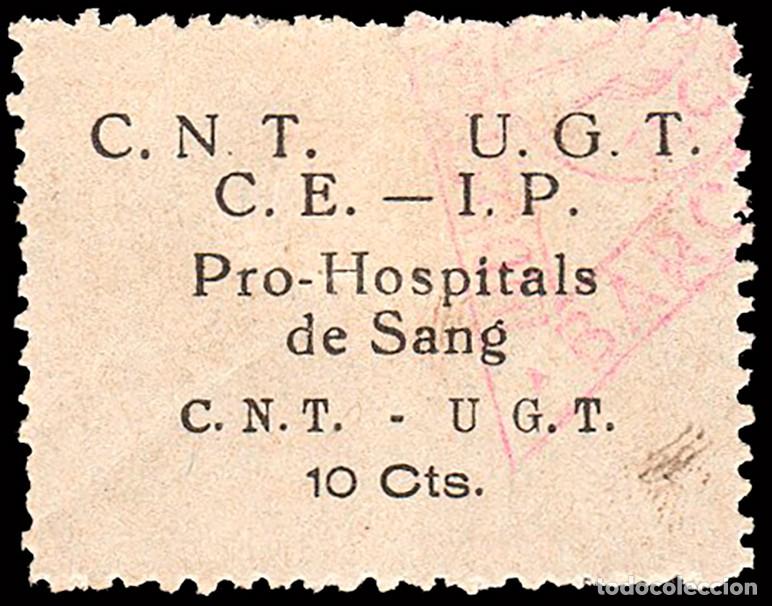 Sellos: Espa&ntilde;a - Guerra Civil - Vi&ntilde;etas Pol&iacute;ticas - Allepuz o 1042 - &rdquo;10 cts. Pro Hospitals de Sang&rdquo;