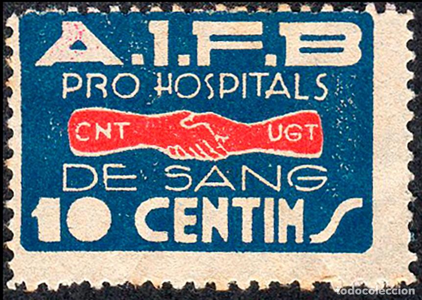 Sellos: Espa&ntilde;a - Guerra Civil - Vi&ntilde;etas Pol&iacute;ticas - Allepuz * 1043 - &rdquo;10 cts. Pro Hospitals de Sang&rdquo;