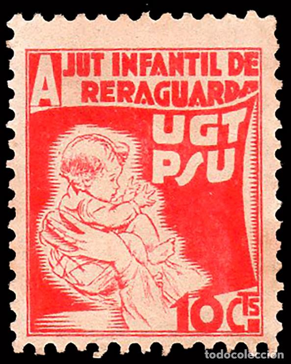 Sellos: Espa&ntilde;a - Guerra Civil - Vi&ntilde;etas Pol&iacute;ticas - Allepuz (*) 1050 - &rdquo;10 cts. Ajut Infantil Reraguarda&rdquo;
