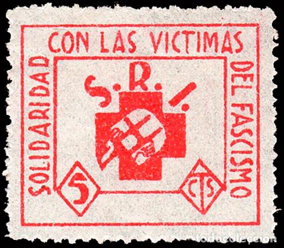 Sellos: Espa&ntilde;a - Guerra Civil - Vi&ntilde;etas Pol&iacute;ticas - Allepuz ** 1078 - &rdquo;5 cts. Solidaridad v&iacute;ctimas..&rdquo;