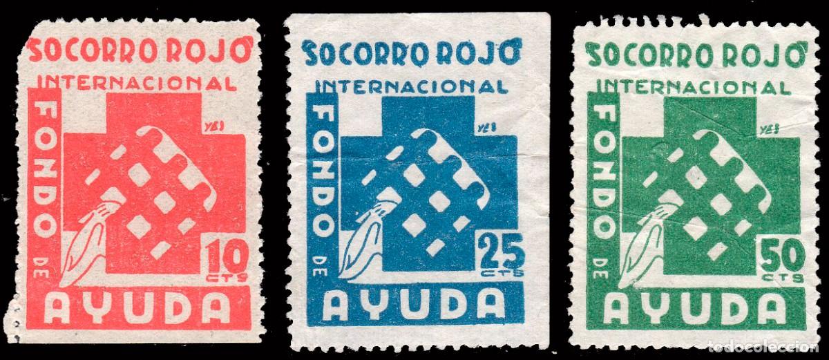 Sellos: Espa&ntilde;a - Guerra Civil - Vi&ntilde;etas Pol&iacute;ticas - Allepuz (*) 1094/6 - &rdquo;Socorro Rojo&rdquo;