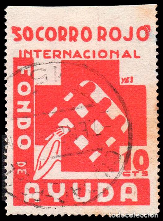 Sellos: Espa&ntilde;a - Guerra Civil - Vi&ntilde;etas Pol&iacute;ticas - Allepuz o 1097 - &rdquo;10 cts. Socorro Rojo&rdquo;