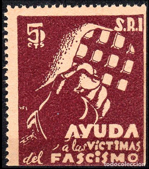 Sellos: Espa&ntilde;a - Guerra Civil - Vi&ntilde;etas Pol&iacute;ticas - Allepuz ** 1109 &rdquo;5 cts. Ayuda al Fascismo&rdquo;