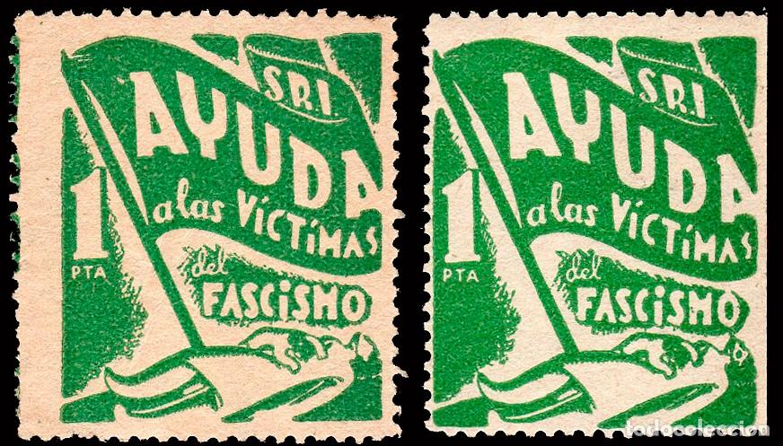 Sellos: Espa&ntilde;a - Guerra Civil - Vi&ntilde;etas Pol&iacute;ticas - Allepuz * 1120/1 - &rdquo;1 Pta. Ayuda v&iacute;ctimas fascismo&rdquo;