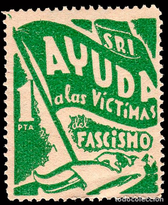 Sellos: Espa&ntilde;a - Guerra Civil - Vi&ntilde;etas Pol&iacute;ticas - Allepuz ** 1120 - &rdquo;1 Pta. Ayuda v&iacute;ctimas fascismo&rdquo;