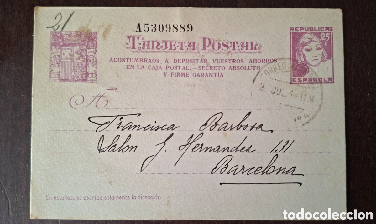 Sellos: Guerra civil tarjeta postal censura Brigadas Internacionales BI No4 1938
