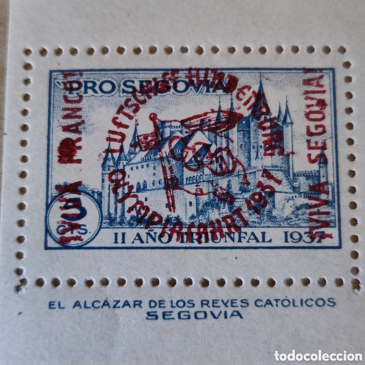 Sellos: a74 RARO Pro Segovia Sobrecarga OLYMPIAFAHRT HINDENBRUG no oficial VER DESCRIPCI&Oacute;N