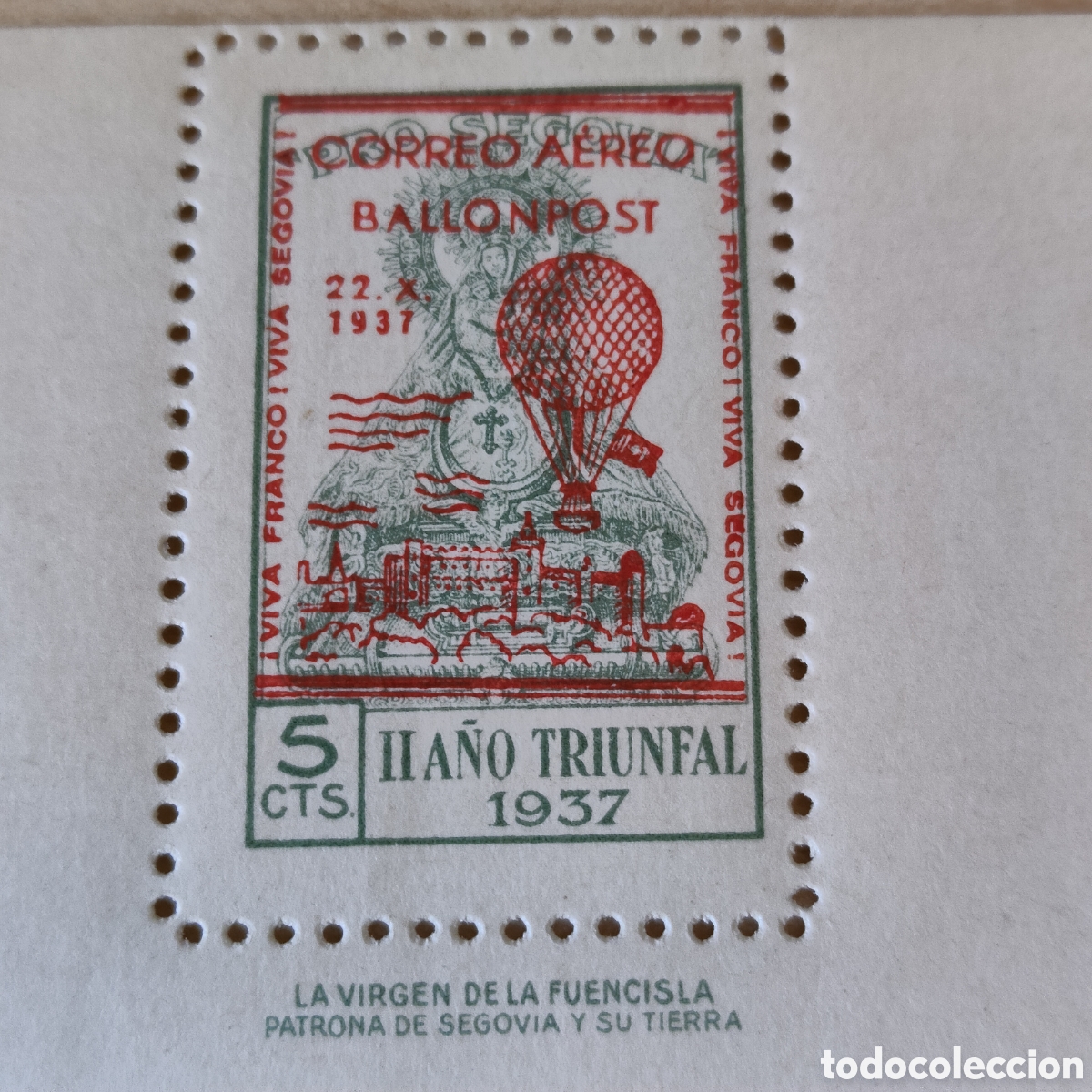 Sellos: a74 RARO Pro Segovia Correo A&eacute;reo BALLONPSOT La Virgen de la Fuencisla VER DESCRIPCI&Oacute;N