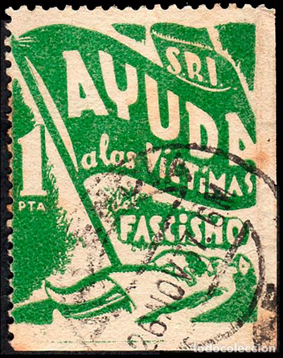 Sellos: Espa&ntilde;a - Guerra Civil - Vi&ntilde;etas Pol&iacute;ticas - Allepuz o 1121 - &rdquo;1 Pta. Ayuda v&iacute;ctimas del fascismo&rdquo;