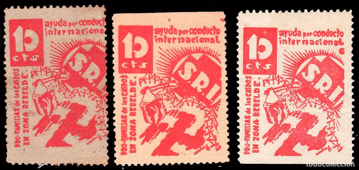 Sellos: Espa&ntilde;a - Guerra Civil - Vi&ntilde;etas Pol&iacute;ticas - Allepuz * 1126+1126p+1126pa - Variedades papel