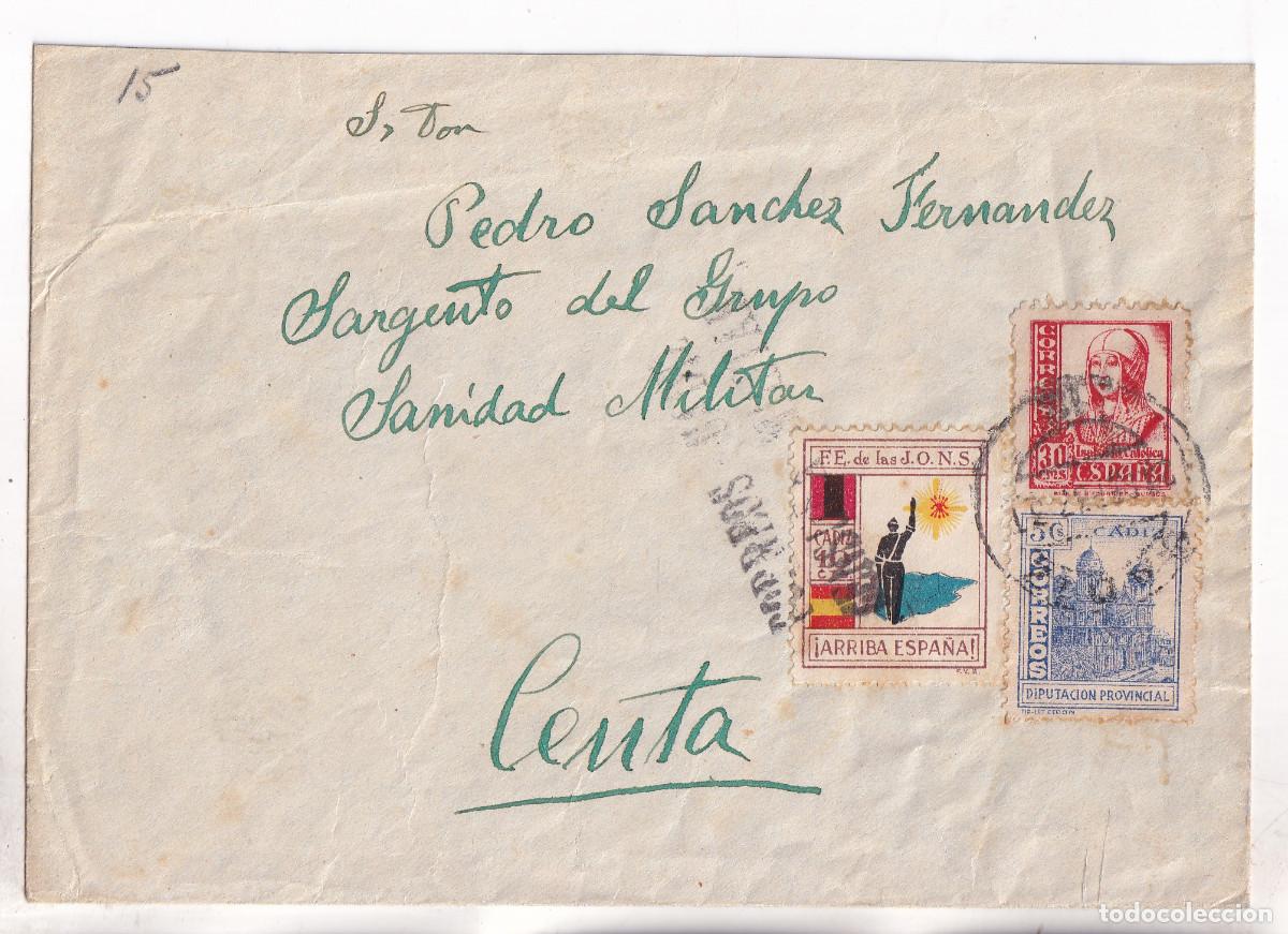 Sellos: SOBRE. C&Aacute;DIZ. LOCALES. 1937. A SANIDAD MILITAR EN CEUTA. LLEGADA