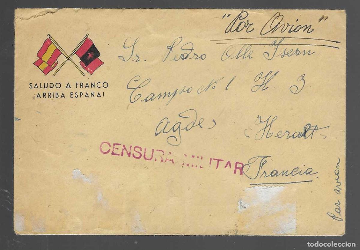 Sellos: CARTA CIRCULADA AL CAMPO N&ordm; 1.-PRISIONEROS,-AGDE HERAULT- FRANCIA, VER FOTOS