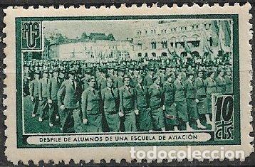 Sellos: GUERRA CIVIL Vi&ntilde;etas Pol&iacute;ticas. Guillam&oacute;n n&ordm; 1715 C * Desfile de alumnos de escuela de aviaci&oacute;n