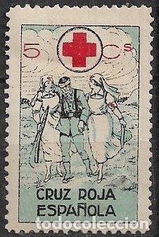 Sellos: GUERRA CIVIL Vi&ntilde;etas Pol&iacute;ticas. Acompa&ntilde;ando soldado herido * Cruz Roja Espa&ntilde;ola