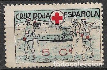 Sellos: GUERRA CIVIL Vi&ntilde;etas Pol&iacute;ticas. Transportando soldado herido * Cruz Roja Espa&ntilde;ola