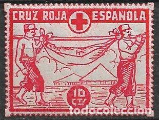 Sellos: GUERRA CIVIL Vi&ntilde;etas Pol&iacute;ticas. GUILLAM&Oacute;N n&ordm; 1664 * * Cruz Roja Espa&ntilde;ola