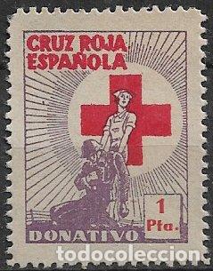 Sellos: GUERRA CIVIL Vi&ntilde;etas Pol&iacute;ticas. GUILLAM&Oacute;N n&ordm; 1654 * * Cruz Roja Espa&ntilde;ola