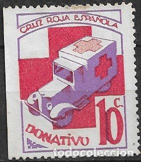 Sellos: GUERRA CIVIL Vi&ntilde;etas Pol&iacute;ticas. GUILLAM&Oacute;N n&ordm; 1659 (*) Cruz Roja Espa&ntilde;ola