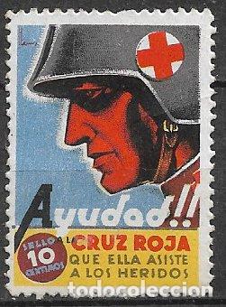 Sellos: GUERRA CIVIL Vi&ntilde;etas Pol&iacute;ticas. GUILLAM&Oacute;N n&ordm; 1639 * * Cruz Roja Espa&ntilde;ola