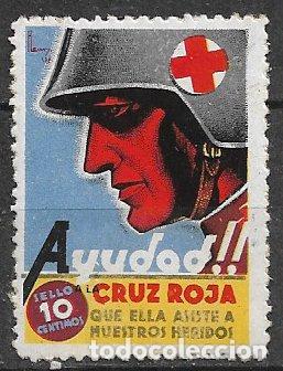 Sellos: GUERRA CIVIL Vi&ntilde;etas Pol&iacute;ticas. GUILLAM&Oacute;N n&ordm; 1638 * * Cruz Roja Espa&ntilde;ola