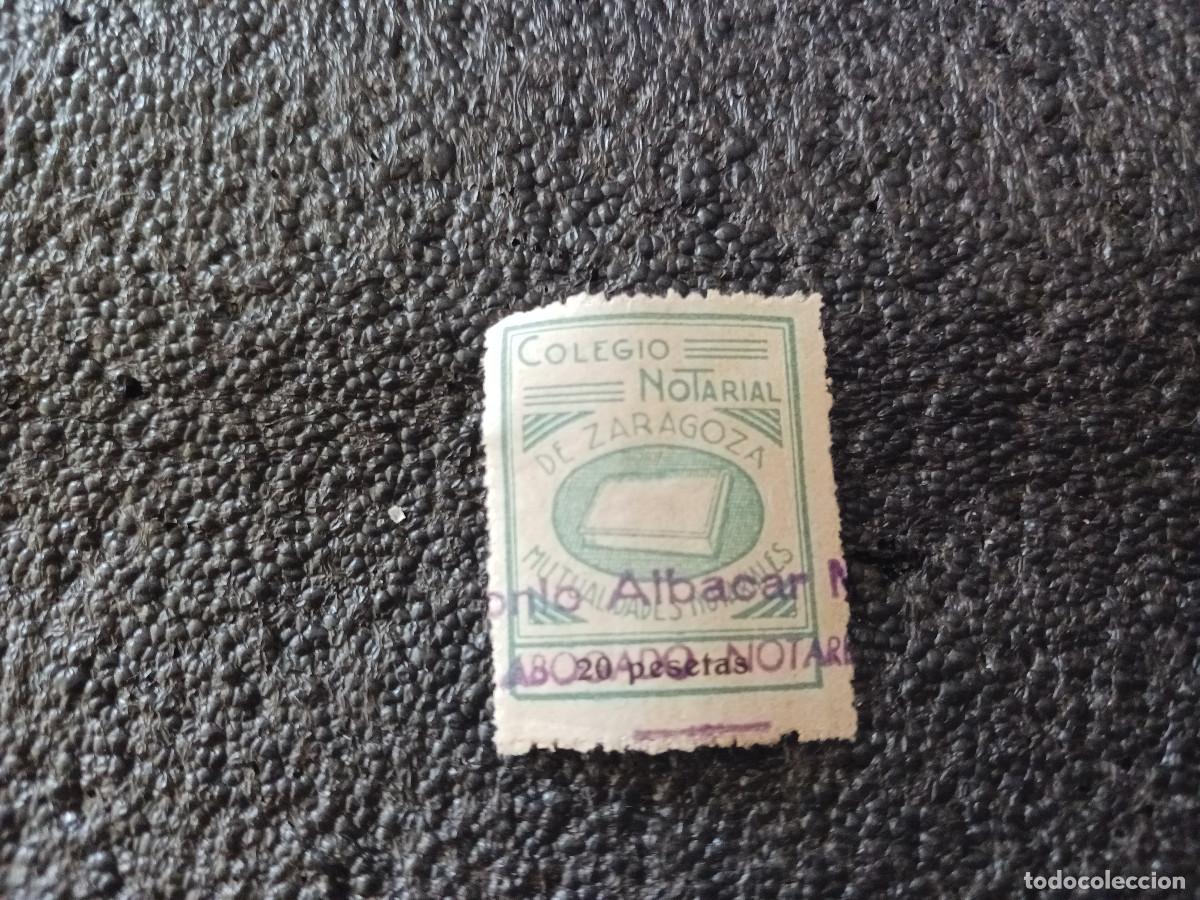 Sellos: colegio notarial de zaragoza, 20 pesetas