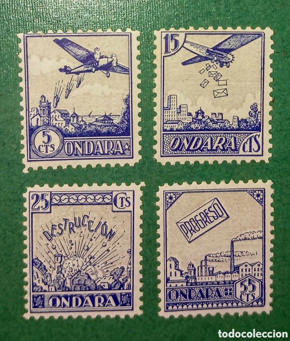 Sellos: Lote 4 Sellos Correo Aereo Ondara. Guerra Civil.