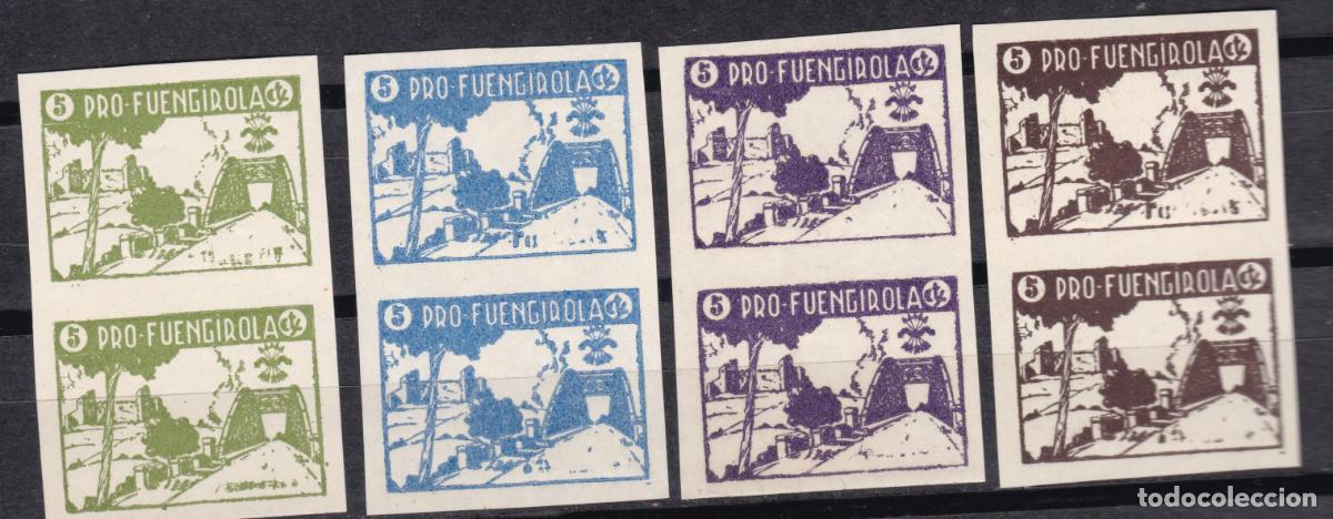Sellos: FC4-35- Guerra Civil Locales FUENGIROLA 19/22 .Unicolores SIN DENTAR . papel Delmeina**. LUJO