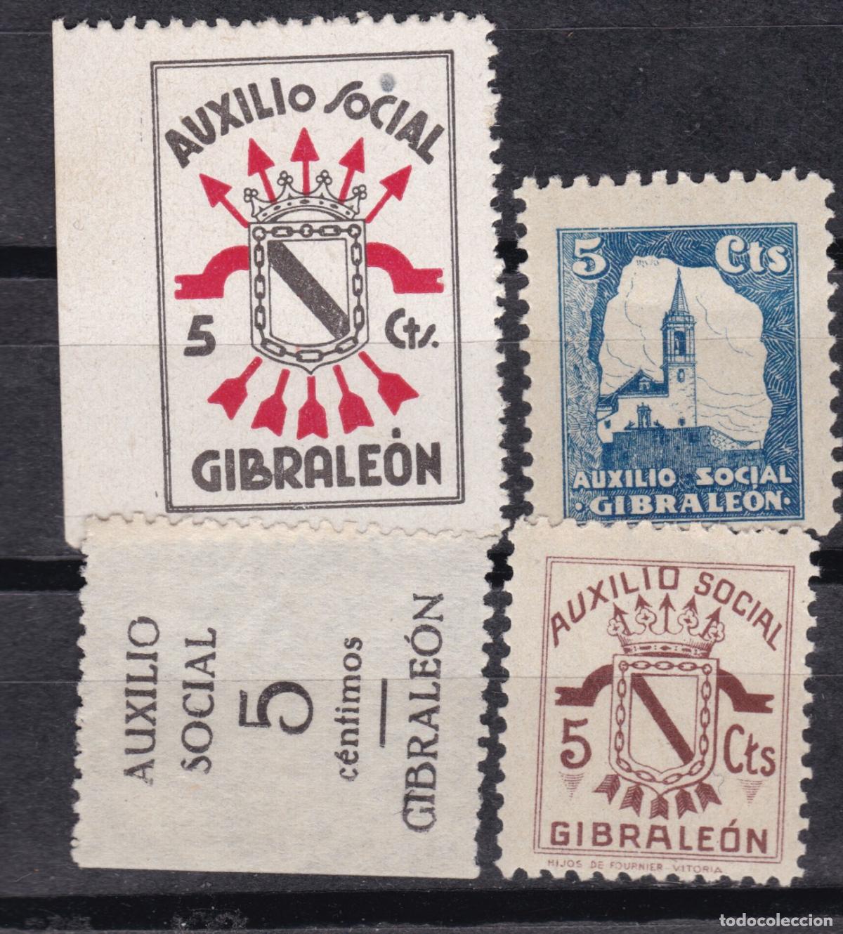 Sellos: FC4-45- Guerra Civil Locales GIBRALEON Huelva x 4 valores **/(*)