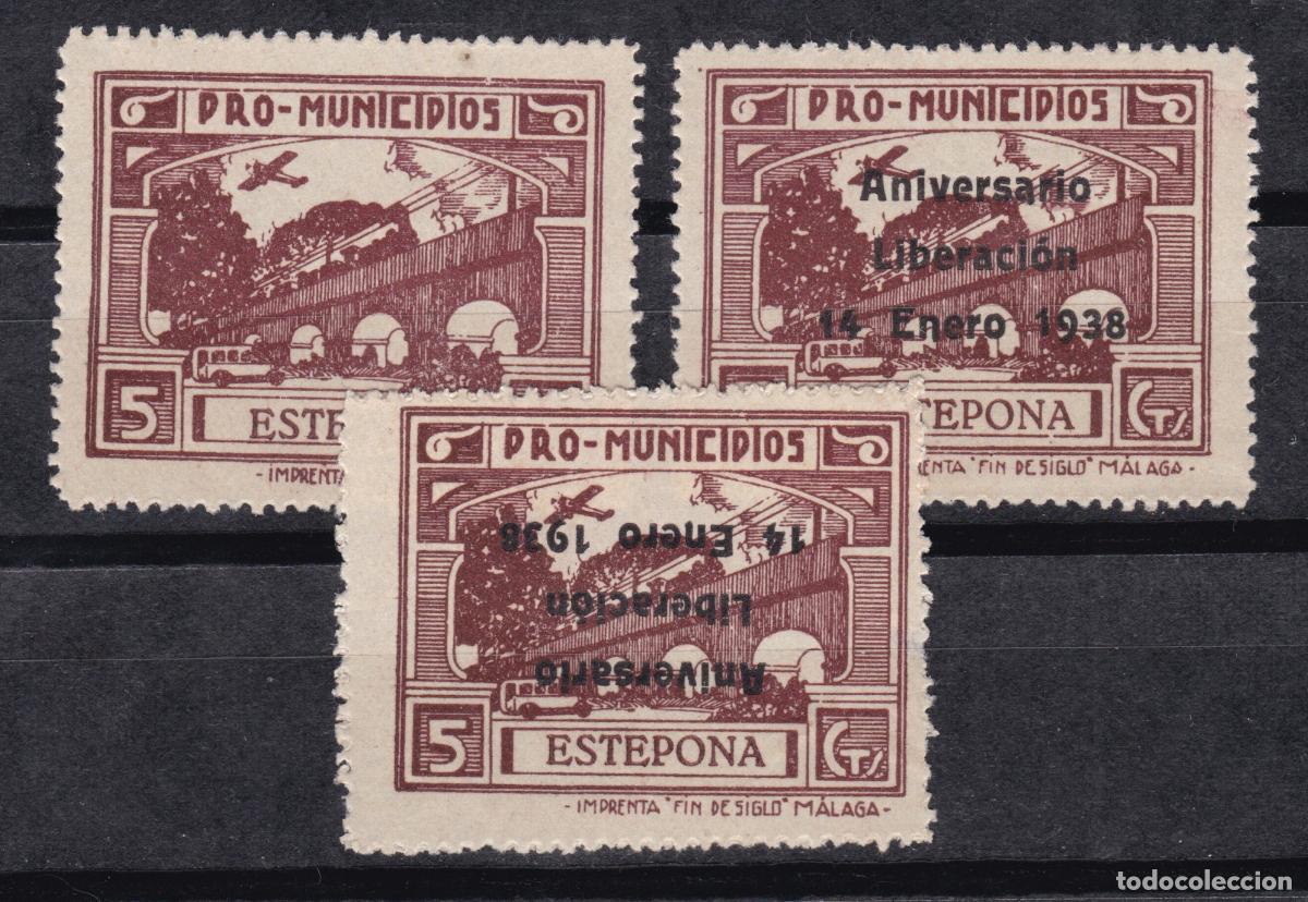 Sellos: FC4-46- Guerra Civil Locales ESTEPONA M&aacute;laga 15/16/16i ** Sin Fijasellos. LUJO