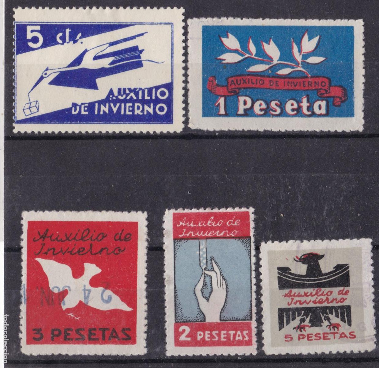 Sellos: FC4-69-Guerra Civil 5 VI&Ntilde;ETAS AUXILIO de INVIERNO. Nuevas , Sin Goma. PERFECTAS