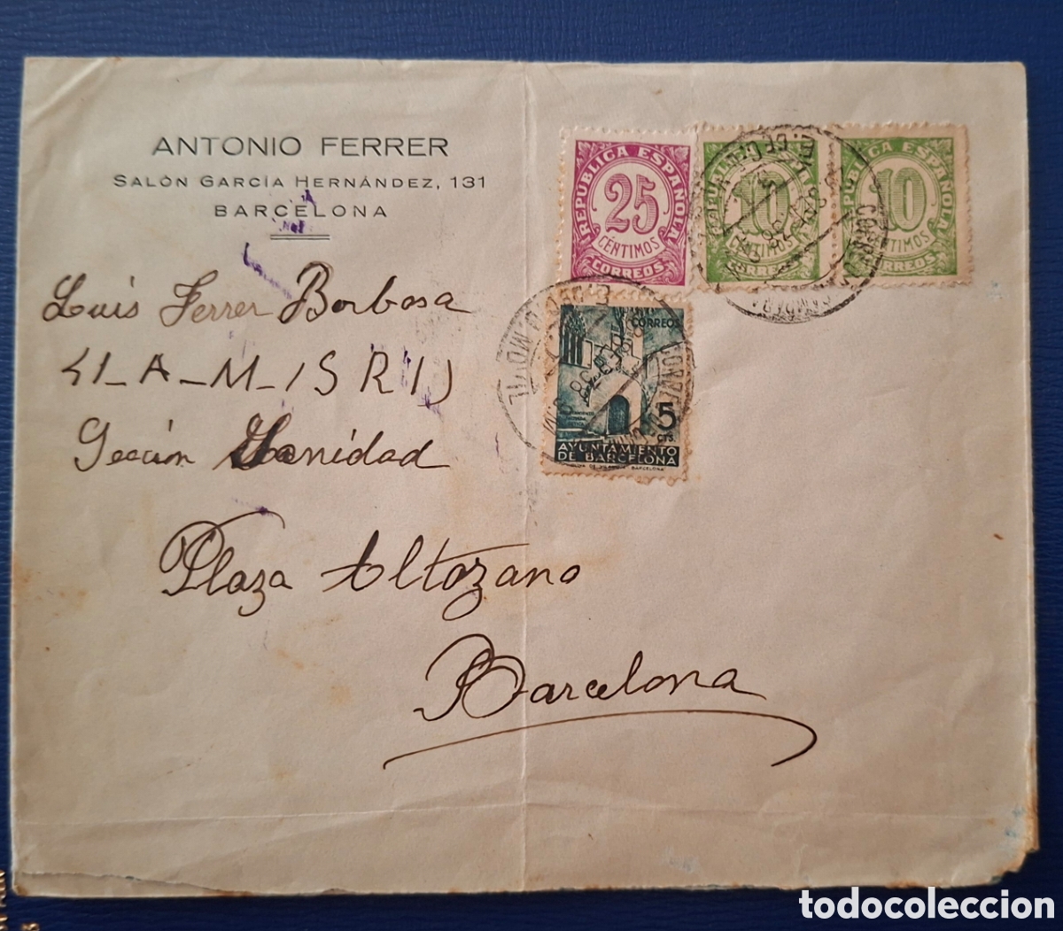 Sellos: Guerra civil carta brigadas internacionales 41 am SRI plaza altozano Sanidad