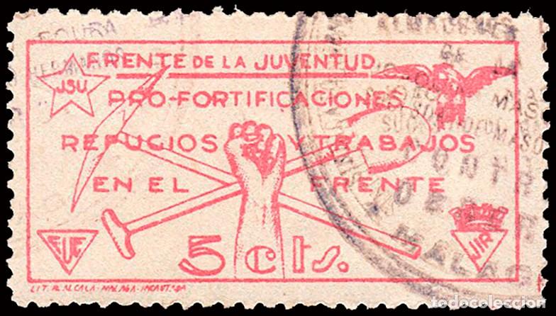 Sellos: Espa&ntilde;a - Guerra Civil - Vi&ntilde;etas Pol&iacute;ticas - Allepuz o 1548 - &rdquo;5 cts. Frente de la Juventud...&rdquo;