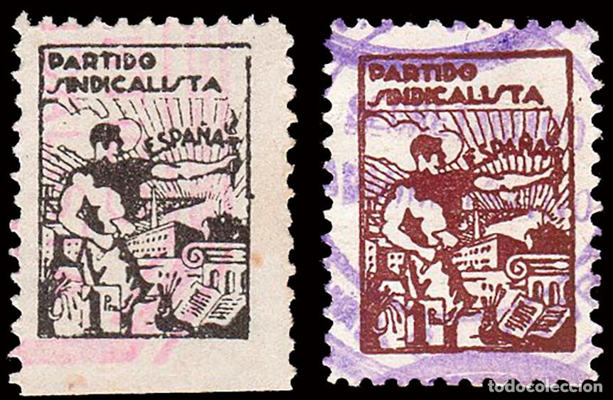 Sellos: Espa&ntilde;a - Guerra Civil - Vi&ntilde;etas Pol&iacute;ticas - Allepuz o 1583/4 - Partido Sindicalista