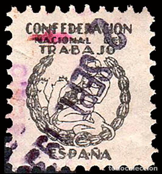 Sellos: Espa&ntilde;a - Guerra Civil - Vi&ntilde;etas Pol&iacute;ticas - Allepuz o 1601 - &rdquo;CNT - Sello de cotizaci&oacute;n&rdquo;