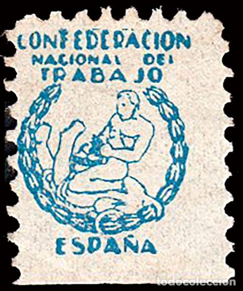 Sellos: Espa&ntilde;a - Guerra Civil - Vi&ntilde;etas Pol&iacute;ticas - Allepuz * 1602 - &rdquo;CNT - Sello de cotizaci&oacute;n&rdquo;