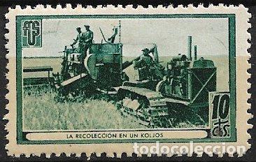 Sellos: GUERRA CIVIL Vi&ntilde;etas Pol&iacute;ticas. GUILLAM&Oacute;N n&ordm; 1693 C * La recolecci&oacute;n en un kolj&oacute;s