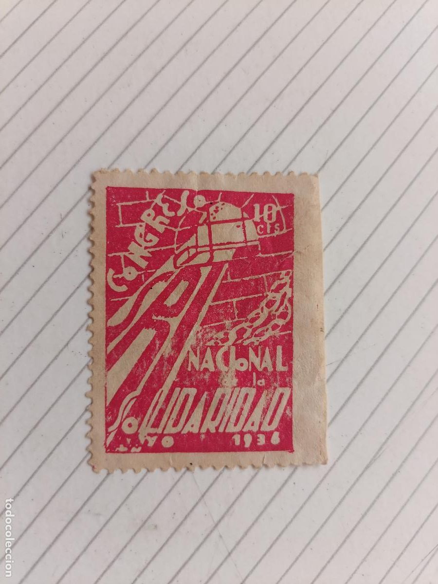 Sellos: GUERRA CIVIL, Socorro Rojo Internacional, Congreso Nacional de la Solidaridad, 10 Cts 1936