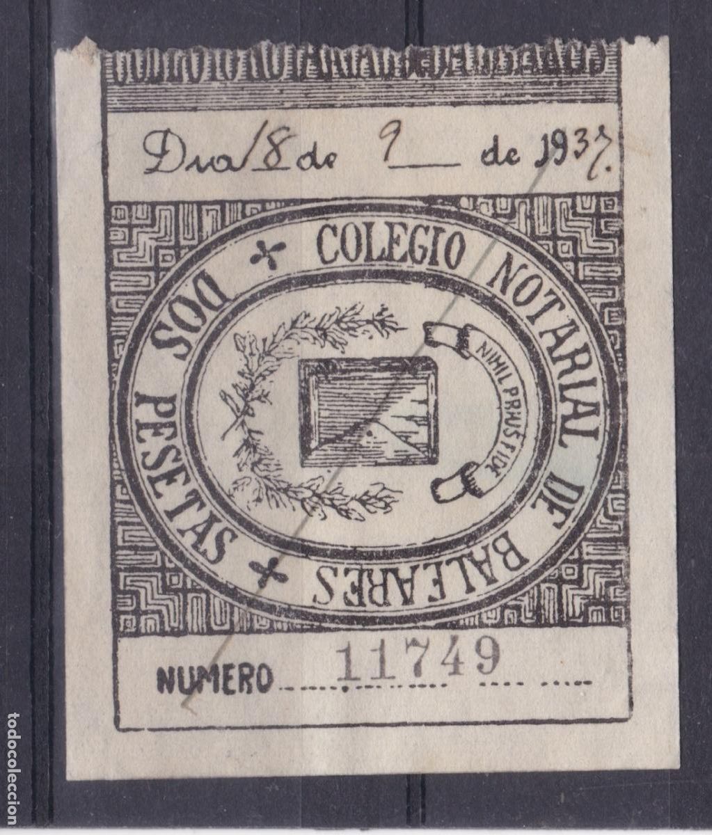 Sellos: FC4-98- FISCALES Colegio Notarial BALEARES 2 Pesetas 1937