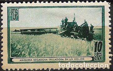 Briefmarken: GUERRA CIVIL Vi&ntilde;etas Pol&iacute;ticas. GUILLAM&Oacute;N n&ordm; 1699 C * M&aacute;quina segadora - trilladora en un kolj&oacute;s