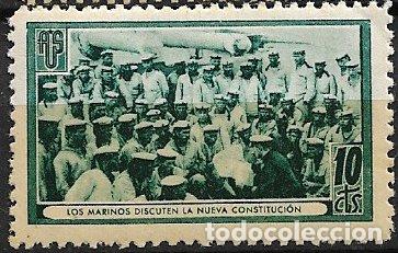 Briefmarken: GUERRA CIVIL Vi&ntilde;etas Pol&iacute;ticas. GUILLAM&Oacute;N n&ordm; 1701 C * Marineros discuten nueva Constituci&oacute;n